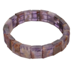 Bracelet flexible unisexe de coupe rolex fabrique en quartz fantome naturel original avec des inclusions de mineraux.