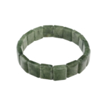 Bracciale flessibile unisex taglio rolex realizzato in pietra naturale quarzo rutilato verde originale con inclusioni di aghi scuri.
