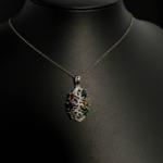 Luxus-Design-Kette aus 925er Sterlingsilber, besetzt mit originalen bunten Turmalin-Edelsteinen im Facettenschliff und Zirkon-Details.