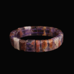 Pulsera flexible unisex corte rolex hecha de piedra natural cuarzo fantasma original con inclusiones minerales.