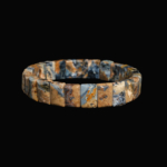 Pulsera flexible unisex corte rolex hecha de piedra natural pietersita original con tonos azules, marrones y dorados, exhibida en DSCF0174.jpg.