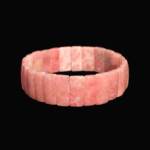 A luxury rolex cut flexible unisex bracelet made of original rhodochrosite natural stone with vibrant pink tones.