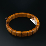 Pulsera de piedra natural de ojo de tigre original con corte cuadrado rolex en tonos marrón dorado.