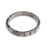 Elegantes Rolex-Schliff-Armband aus originalem Silber-Obsidian-Naturstein mit silbernem Glanz.