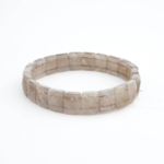 Pulsera flexible de diseño elegante corte rolex hecha de piedra natural de cuarzo ahumado translúcido original.