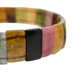 Bracciale flessibile unisex taglio rolex realizzato in blocchi di tormalina multicolore di qualita 5A+ naturale originale.