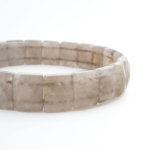 Bracciale flessibile dal design elegante taglio rolex realizzato in pietra naturale di quarzo fumè traslucido originale.
