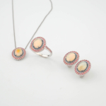 Orijinal Opal, Safir ve Garnet (Lal) Doğal Taş Gümüş Üçlü Set - Görsel 9