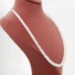 Collier de design pour femme en argent 925 (43+5cm) avec perles rondelles facettées en pierre de lune naturelle de qualité 6A+ (4-6mm).