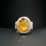 Bague de prestige faite main ornée d'un saphir jaune naturel original de 12,45 carats sur monture en argent 925.