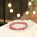 Design-Armband aus originalen 8-9mm pembe Turmalin-Natursteinen im glatten Rundperlen-Schliff.