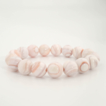 Bracciale di design ornato con sfere da 12-13mm di gemma di agata messicana originale 7A+ con sfumature rosa chiaro.