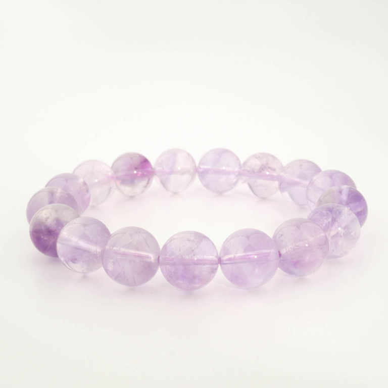 Bracciale di design ornato con sfere da 12-13mm di gemma di ametista lavanda originale 5A+ con sfumature lilla.