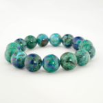 Bracciale di design ornato con sfere da 14-15mm di gemma di azurite malachite originale 6A+ con sfumature blu e verdi.