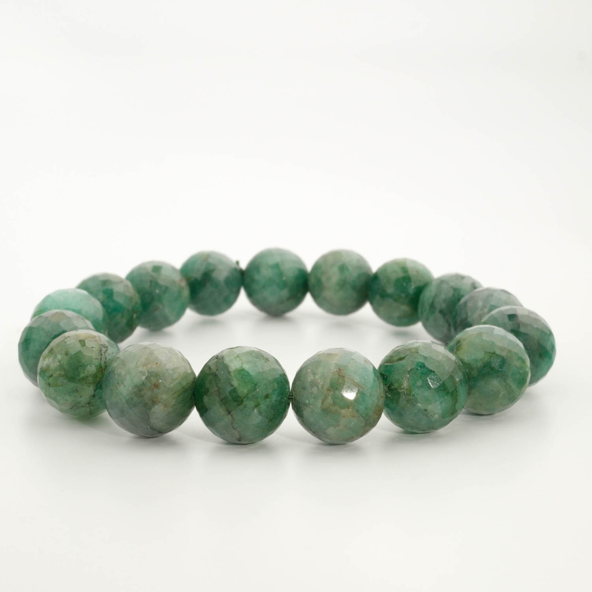 Bracciale di design ornato con sfere sfaccettate da 11-12mm di gemma di smeraldo originale 6A+.