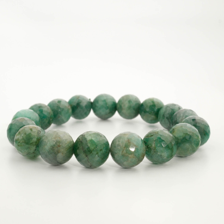 Bracciale di design ornato con sfere sfaccettate da 11-12mm di gemma di smeraldo originale 6A+.