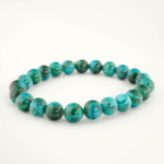 Bracciale di design ornato con sfere da 8-9mm di gemma di malachite e crisocolla originale 6A+ con sfumature verde e azzurro.