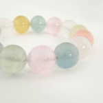 Bracelet de prestige orné de perles rondes de 15-16mm en morganite naturelle originale de qualité 7A+.