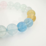 Bracelet de prestige orné de perles rondes de 9-10mm en morganite naturelle originale de qualité 7A+.