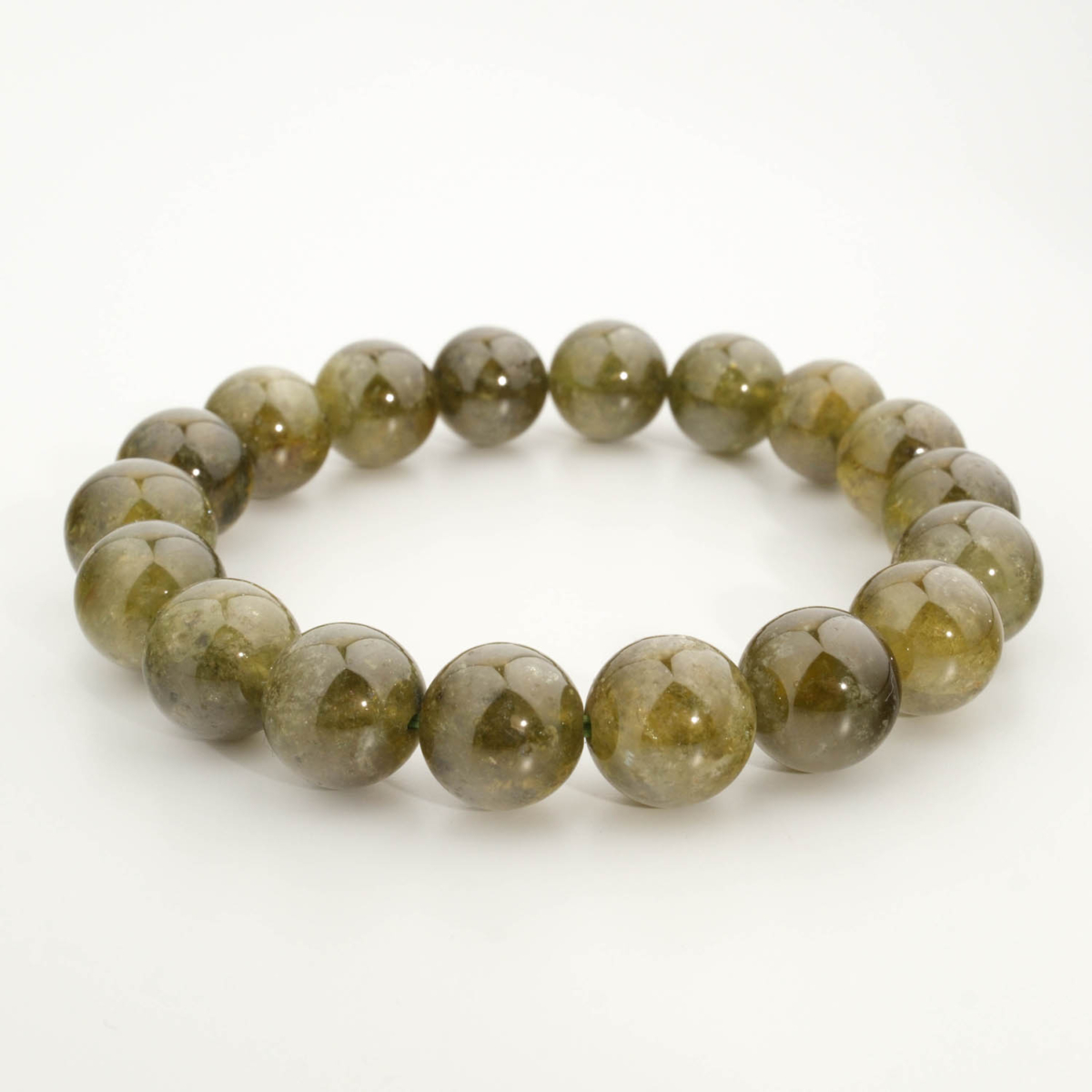 Bracciale di design ornato con sfere da 11-12mm di gemma di peridoto originale 6A+ con sfumature verde oliva.