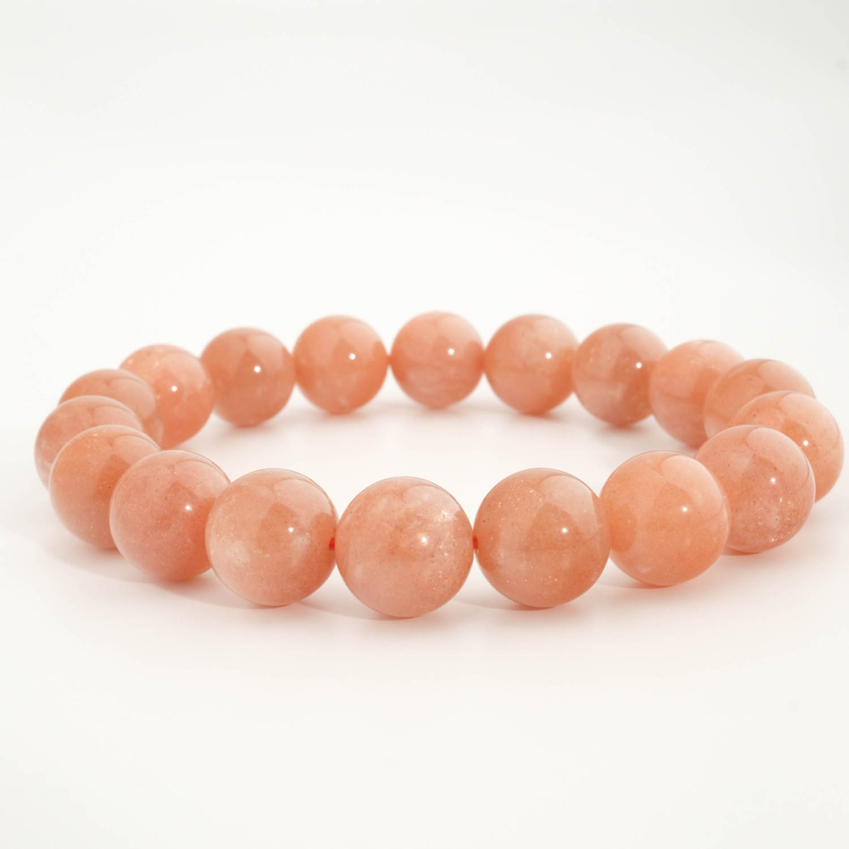 Bracelet orné de perles rondes de 11-12mm en pierre de soleil naturelle originale de quality 4A+.
