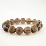 Bracciale di design ornato con sfere da 14-15mm di gemma di quarzo fumato originale 6A+ con sfumature marroni.