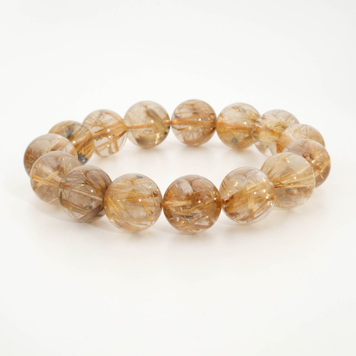 Bracciale di design di lusso ornato con sfere da 15,60-15,61mm di gemma di quarzo rutilato oro scuro originale 10A+ VIP con certificato.