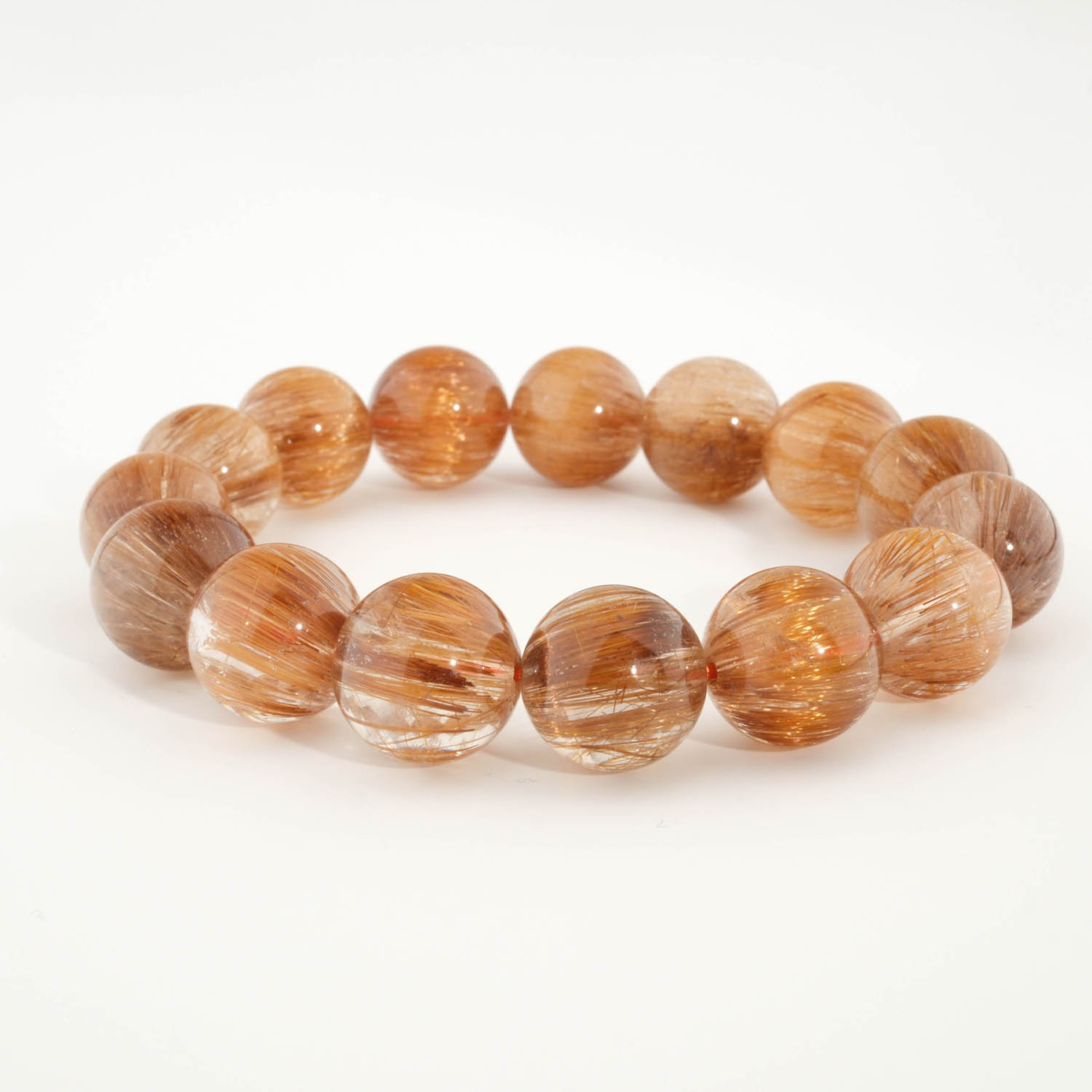 Bracciale di design di lusso ornato con sfere da 15,23-15,34mm di gemma di quarzo rutilato oro originale 10A+ VIP con certificato.
