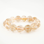 A luxury statement gemstone bracelet featuring original 16.01-16.03mm 10A+ VIP grade golden rutilated quartz round beads with international certification.