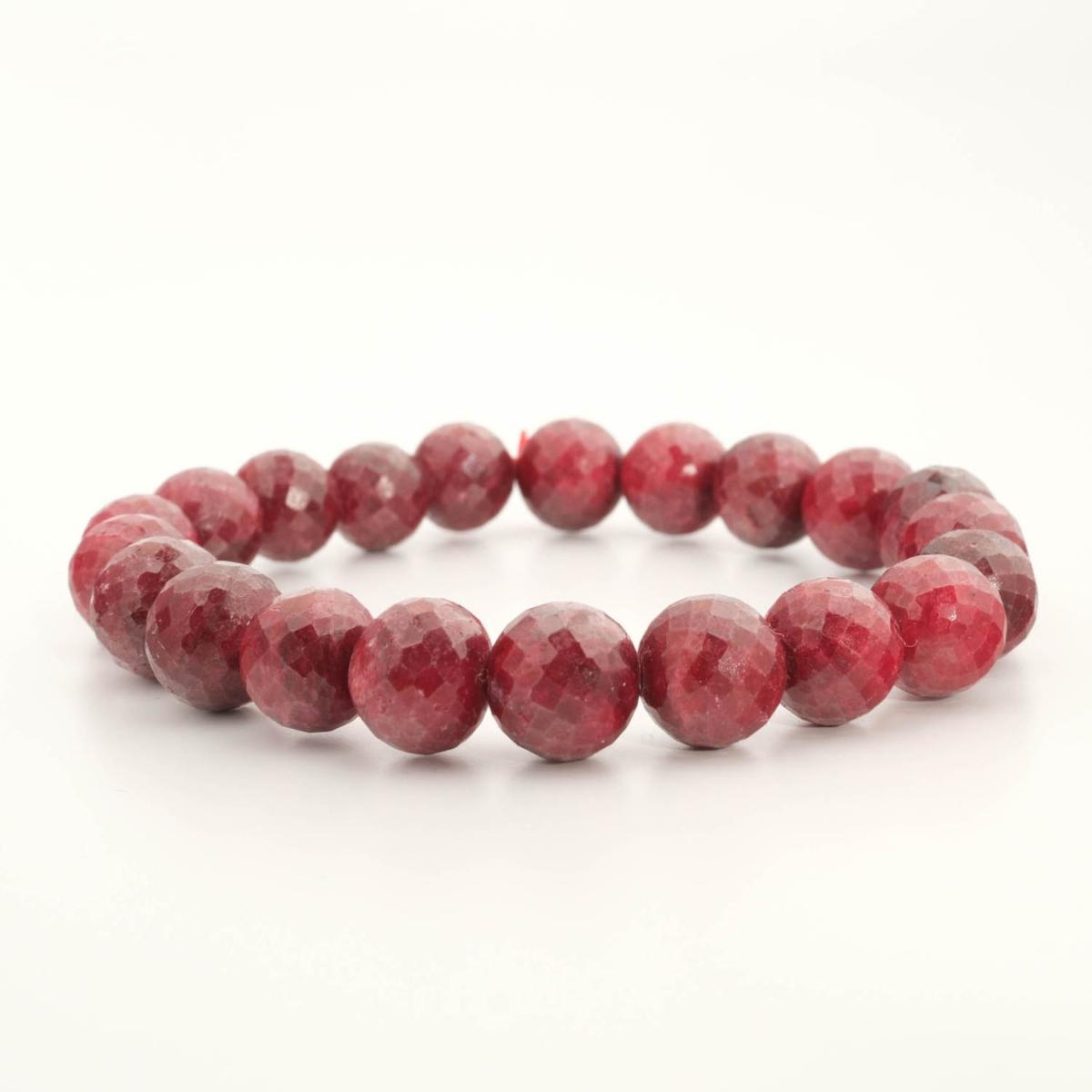 Bracciale di design ornato con sfere sfaccettate da 9-10mm di gemma di rubino originale 5A+.