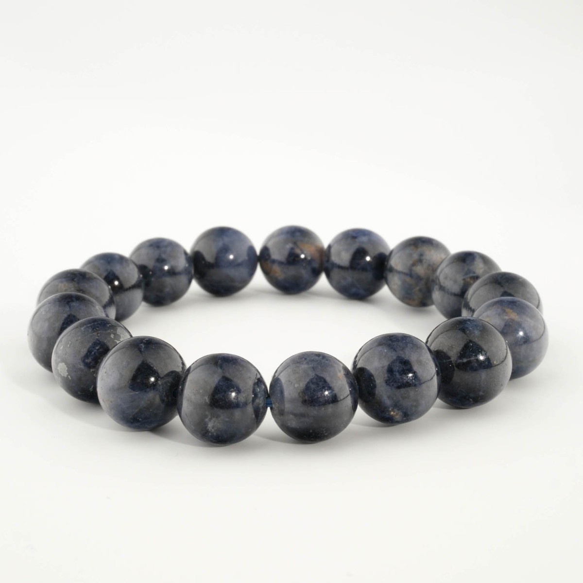 Bracciale di design ornato con sfere da 12-13mm di gemma di zaffiro blu originale 5A+ con sfumature blu scuro.