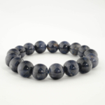 Bracciale di design ornato con sfere da 12-13mm di gemma di zaffiro blu originale 5A+ con sfumature blu scuro.