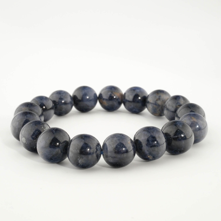 Bracciale di design ornato con sfere da 12-13mm di gemma di zaffiro blu originale 5A+ con sfumature blu scuro.