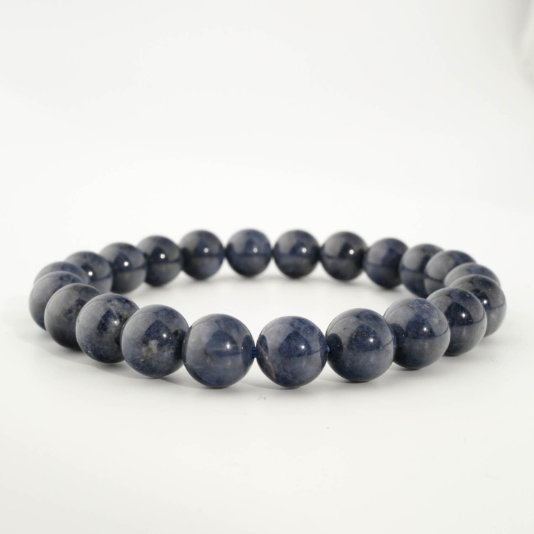 Bracciale di design ornato con sfere da 8-9mm di gemma di zaffiro blu originale 5A+ con sfumature blu scuro.