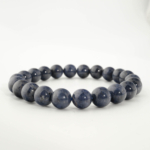 Bracciale di design ornato con sfere da 8-9mm di gemma di zaffiro blu originale 5A+ con sfumature blu scuro.