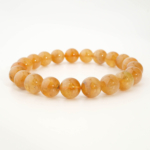 Bracciale di design ornato con sfere da 8-9mm di gemma di tormalina gialla e arancione naturale originale.