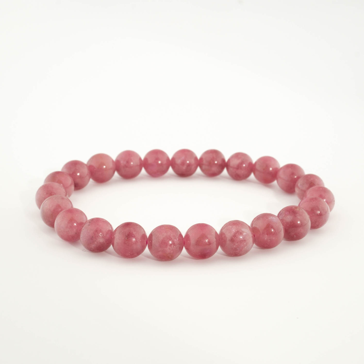 Bracciale di design ornato con sfere da 8-9mm di gema di tormalina rosa naturale originale con sfumature rosa.