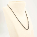 A 925 sterling silver design women necklace (41+5cm) featuring raw natural black diamond gemstone beads.