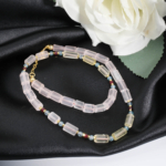 Echte 925 Silber Damen Design-Kette mit Rosenquarz, Zitronenquarz, blauem Topas, Rubin und goldenem Hämatit.
