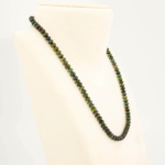 A 925 sterling silver design women necklace (42+5cm) featuring 4x5.5mm rondelle natural green tourmaline gemstone beads.