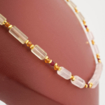 Collier de design pour femme en argent 925 (40+5cm) avec quartz rose, quartz citron, citrine, rubis et hématite dorée.
