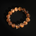 Pulsera de diseño de lujo adornada con cuentas de 14,54-14,56mm de gema de cuarzo rutilado cobre y oro natural original calidad 10A+ VIP.