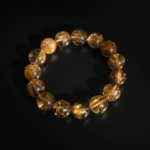Pulsera de diseño de lujo adornada con cuentas de 15,60-15,61mm de gema de cuarzo rutilado oro oscuro original calidad 10A+ VIP.