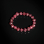 Bracelet de prestige orné de perles rondes facettées de 10-11mm en rubis naturel original de qualité 5A+.