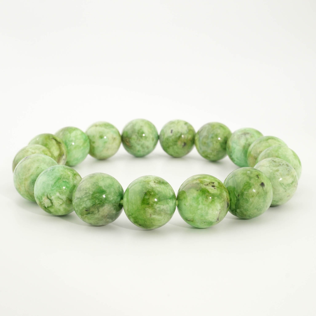 Pulsera de diseño elegante adornada con cuentas de 12-13mm de gema de variscita verde natural original calidad 5A+.