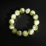 Pulsera de diseño elegante adornada con cuentas de 16-17mm de gema de serpentina verde natural original calidad 5A+.
