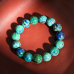 Pulsera de diseño elegante adornada con cuentas de 14-15mm de gema de azurita malaquita natural original calidad 6A+.