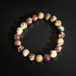 Pulsera de diseño adornada con cuentas redondas de 10-11mm de gema de jaspe chocolate natural original.