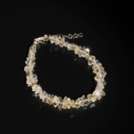 Pulsera de diseño de lujo adornada con cristaux de diamante de Herkimer natural original con inclusiones de oro y plata 925.