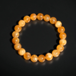 Pulsera de diseño adornada con cuentas redondas de 8-9mm de gema de turmalina amarilla y naranja natural original.